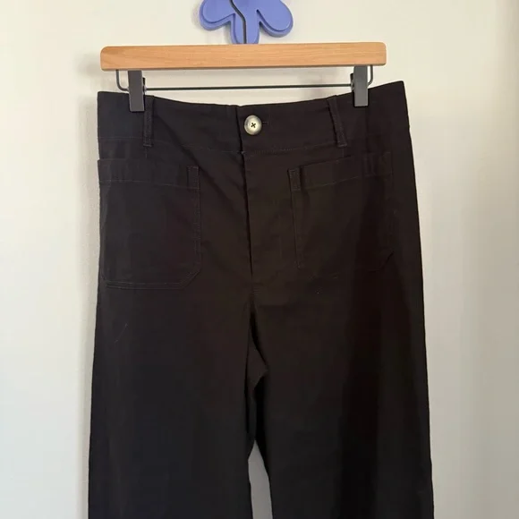Anthropologie 30 Colette Wide Leg Ankle Pants Black Linen Office Career Business - Picture 3 of 9